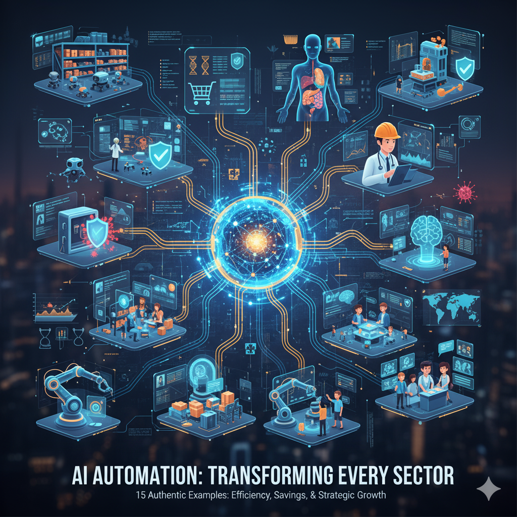 Featured image for blog post: 15 Real-World Examples of AI Automation Transforming Businesses